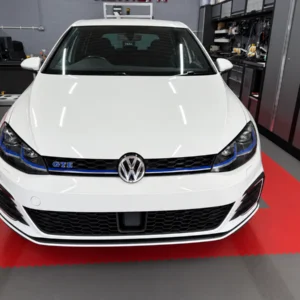 White Golf MK7 GTE with Highline reverse camera retrofit