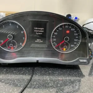 Scirocco Highline instrument cluster on a bench with white Volkswagen Information System display