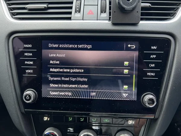 Škoda Octavia infotainment driver-assistance settings