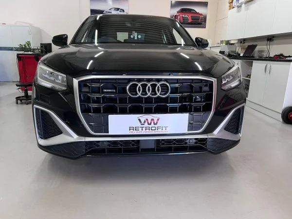 Audi Q3 at the workshop for a reverse camera retrofit