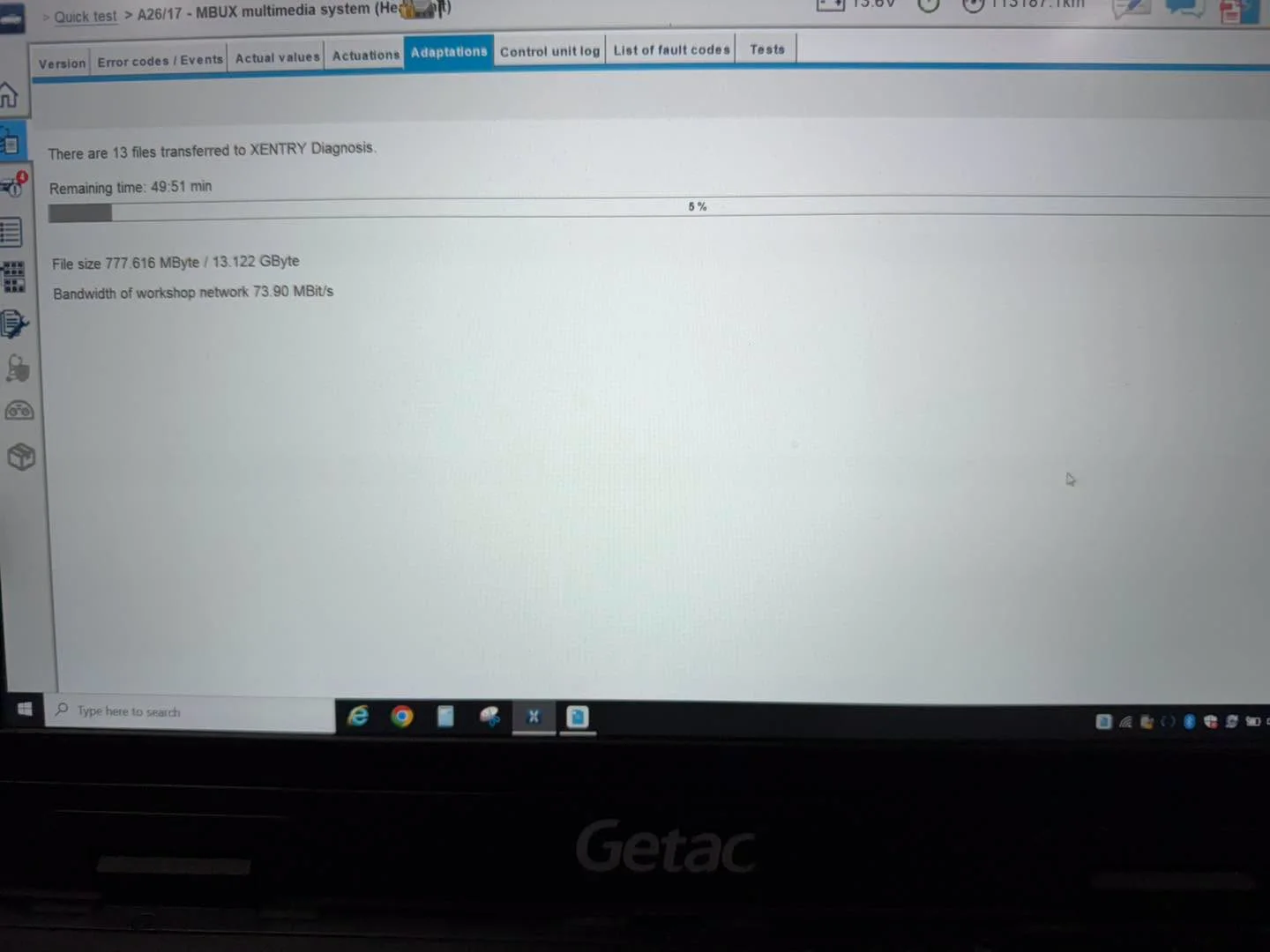 Mercedes-Benz XENTRY diagnostic software transferring update files