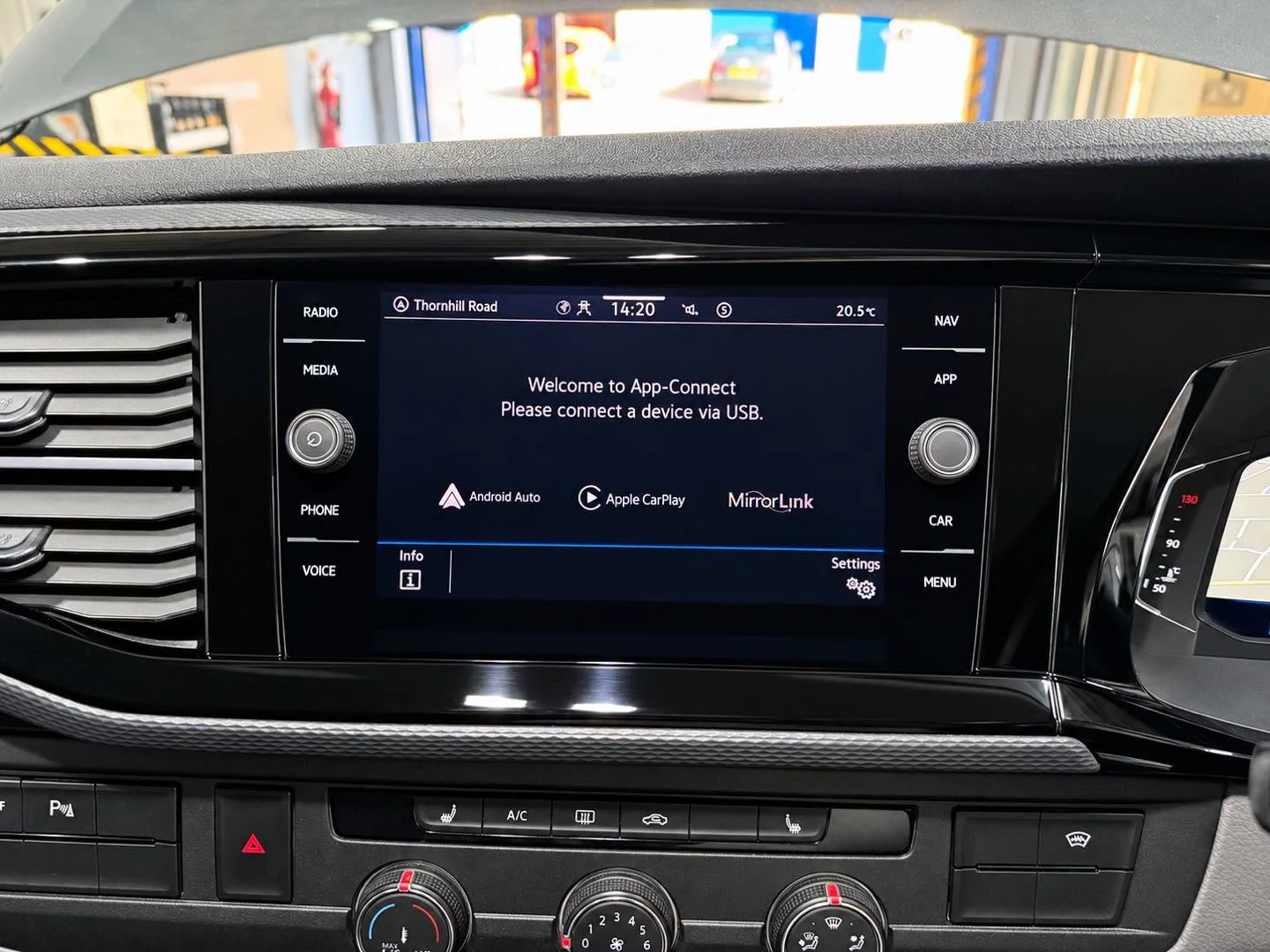 MIB3 App-Connect screen with Apple CarPlay and Android Auto activated