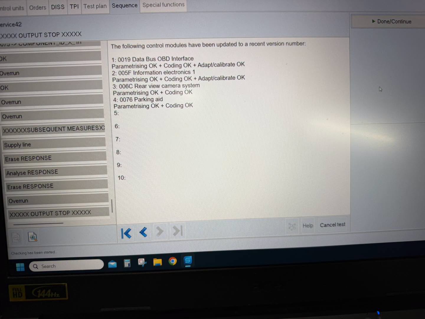 ODIS control-unit programming results for Volkswagen Group vehicle