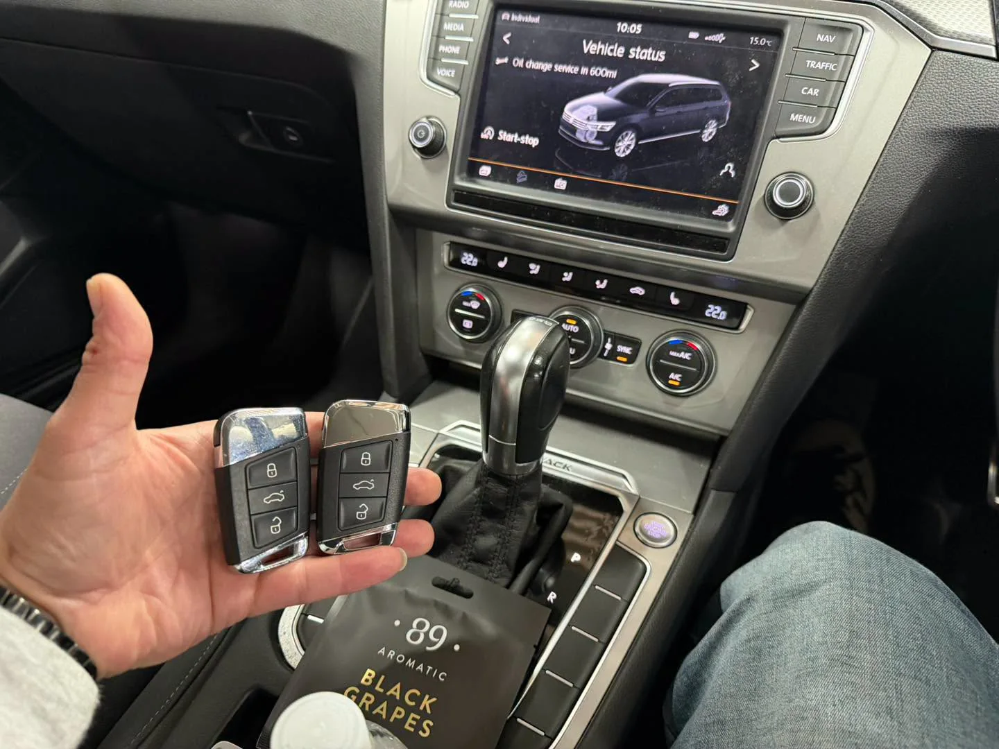 Two Passat B8 remote keys inside the vehicle
