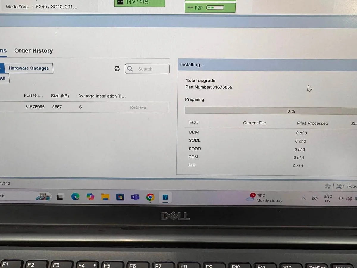 Volvo software update being installed with VIDA