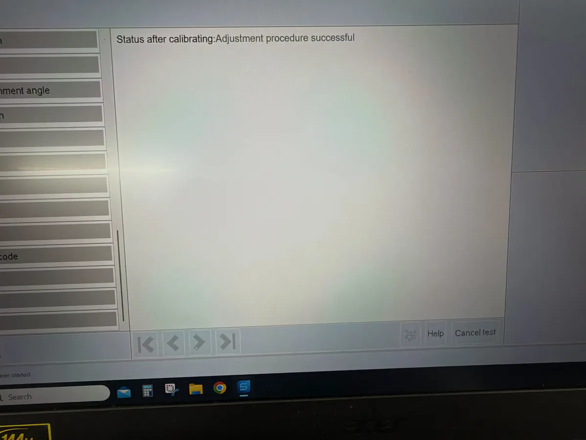 ACC radar calibration completed successfully